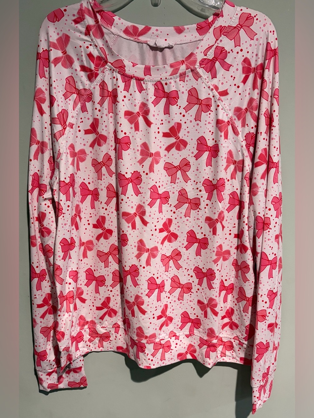 Mary Square Bow Print PJ Top Size Small